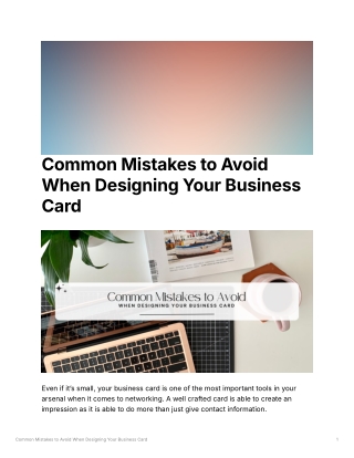 Common Mistakes to Avoid when designing your business card