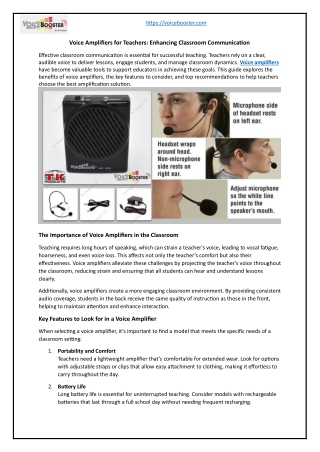 Voice Amplifiers for Teachers: Enhancing Classroom Communication