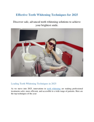 Effective Teeth Whitening Techniques for 2025