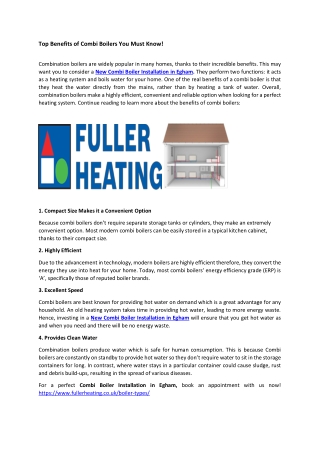 Top Benefits of Combi Boilers You Must Know!