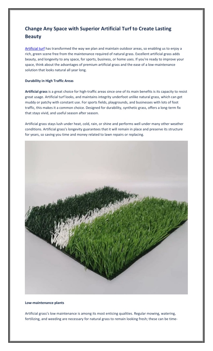 change any space with superior artificial turf