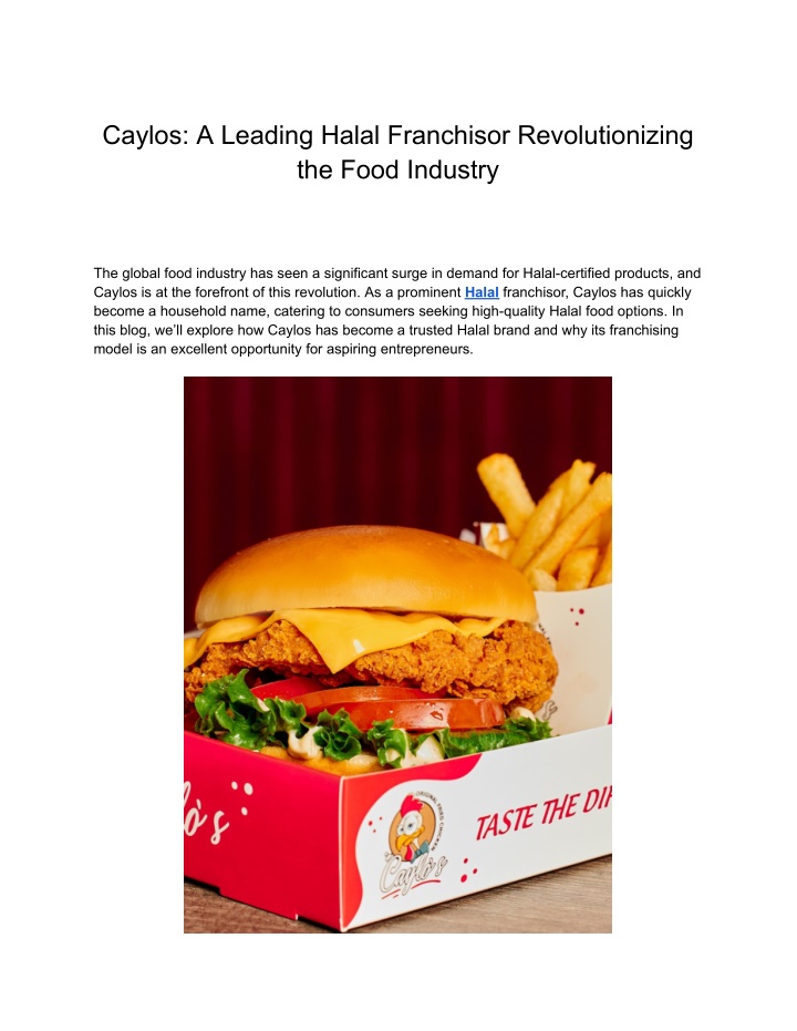 caylos a leading halal franchisor revolutionizing