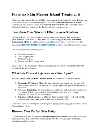 Flawless Skin Mercer Island Treatments