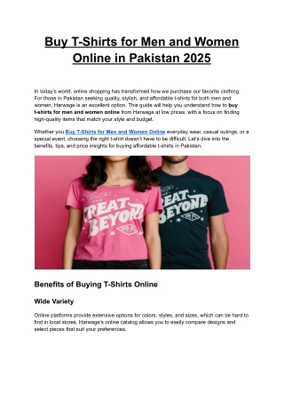 Buy T-Shirts for Men and Women Online in Pakistan 2025