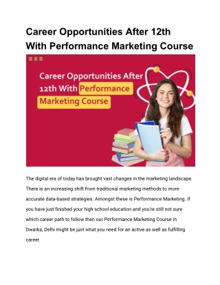 career opportunities after 12th with performance