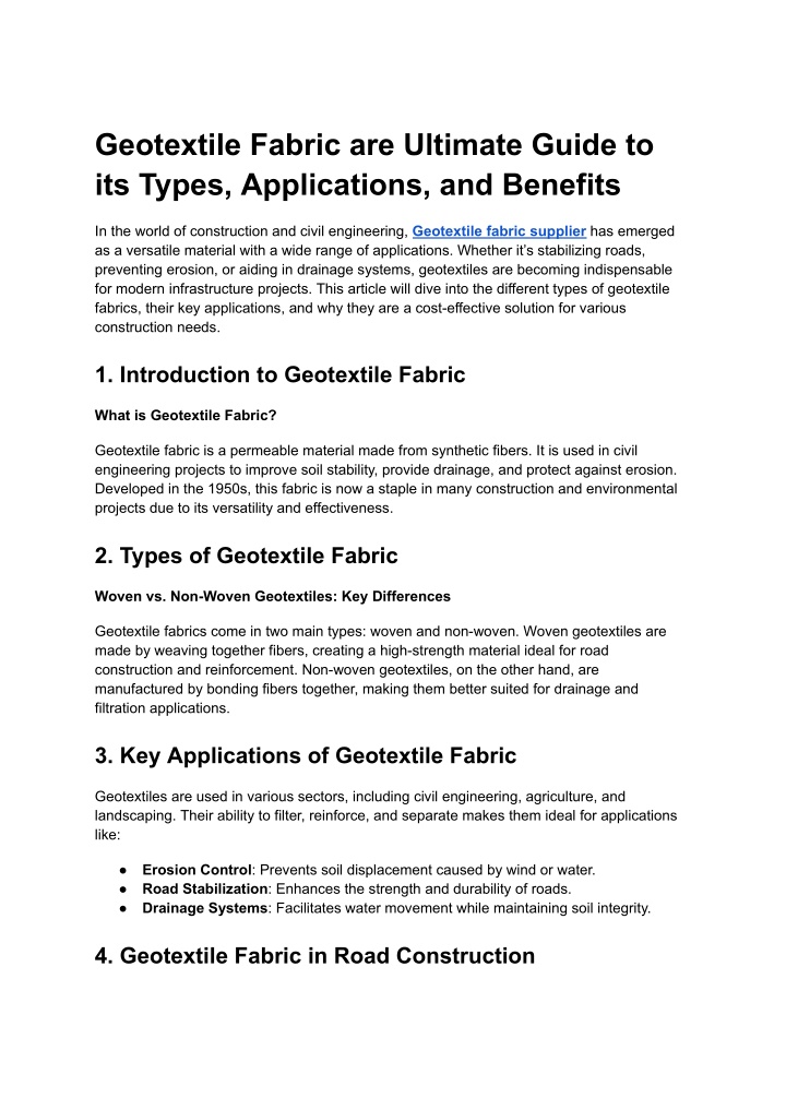 geotextile fabric are ultimate guide to its types