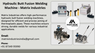 Hydraulic Butt Fusion Welding Machine - Matrix Industries