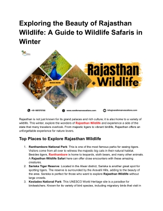 Exploring the Beauty of Rajasthan Wildlife_ A Guide to Wildlife Safaris in Winter - Google Docs