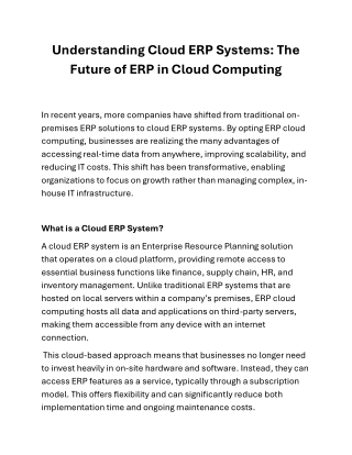 Efficiency with Cloud ERP Systems: Key Benefits and Considerations