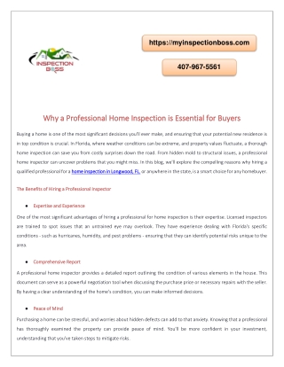 Why a Professional Home Inspection is Essential for Buyers?