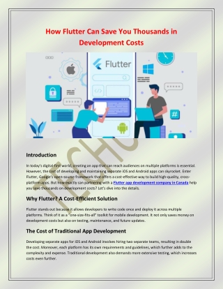 how flutter can save you thousands in development