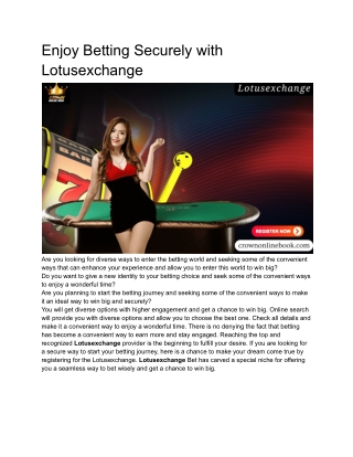enjoy betting securely with lotusexchange