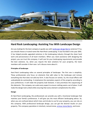 Hard Rock Landscaping Assisting You With Landscape Design