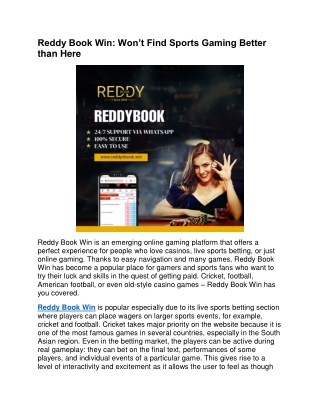 Reddy Book Win, Won’t Find Sports Gaming Better than Here