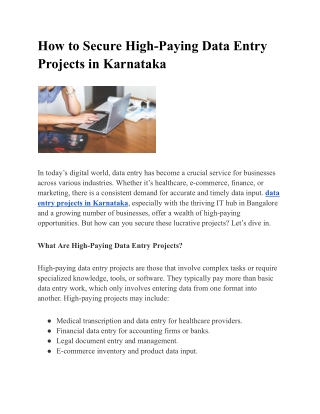 How to Secure High-Paying Data Entry Projects in Karnataka