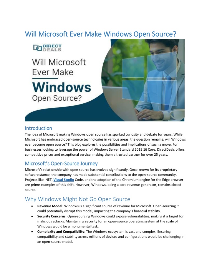 will microsoft ever make windows open source will