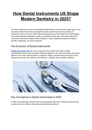 How Dental Instruments US Shape Modern Dentistry in 2025_