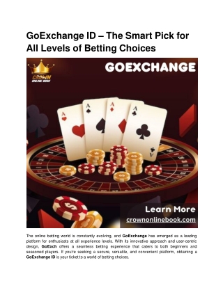 GoExchange ID – The Smart Pick for All Levels of Betting Choices
