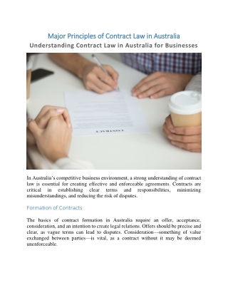 Major Principles of Contract Law in Australia