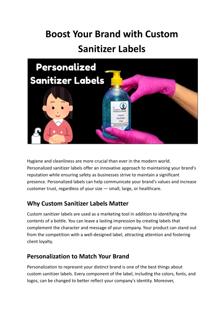 boost your brand with custom sanitizer labels