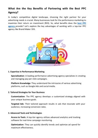 What Are the Key Benefits of Partnering with the Best PPC  Agency?