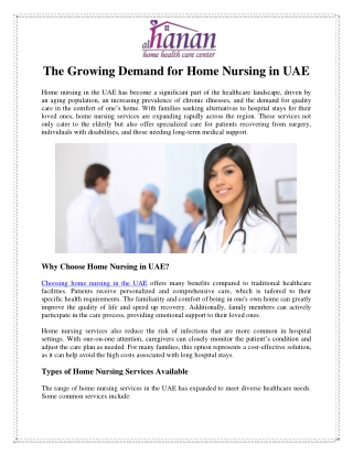 The Growing Demand for Home Nursing in UAE