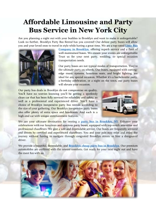 Affordable Limousine and Party Bus Service in New York City