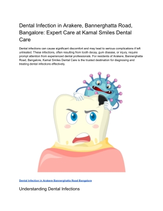 Dental Infection in Arakere, Bannerghatta Road, Bangalore_ Expert Care at Kamal Smiles Dental Care