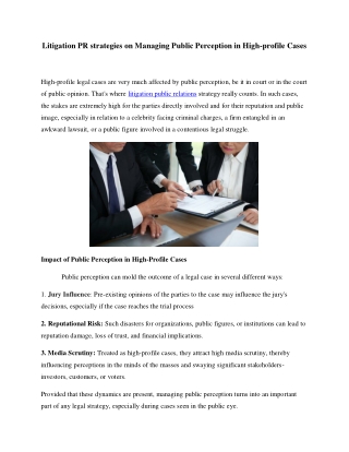 Litigation PR strategies on Managing Public Perception in High-profile Cases