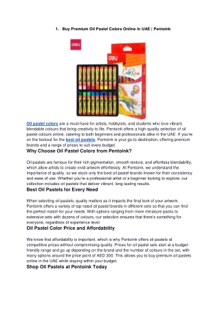 Buy Premium Oil Pastel Colors Online in UAE _ Pentoink