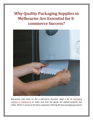 Why Quality Packaging Supplies in Melbourne Are Essential for Ecommerce Success