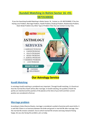 Kundali Matching in Rohini Sector 16  91-9873530830