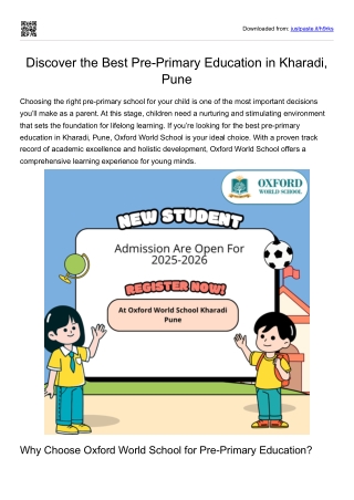 Discover the Best Pre-Primary Education in Kharadi, Pune