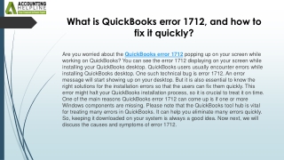 what is quickbooks error 1712 and how to fix it quickly