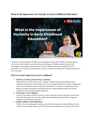 What Is the Importance of Curiosity in Early Childhood Education