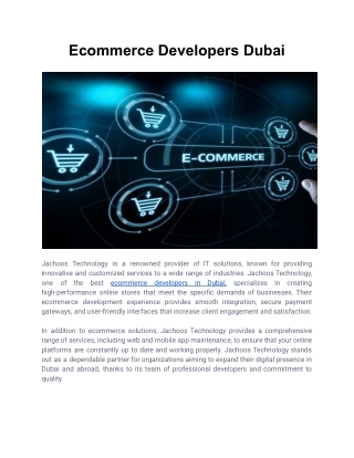 Ecommerce Developers Dubai
