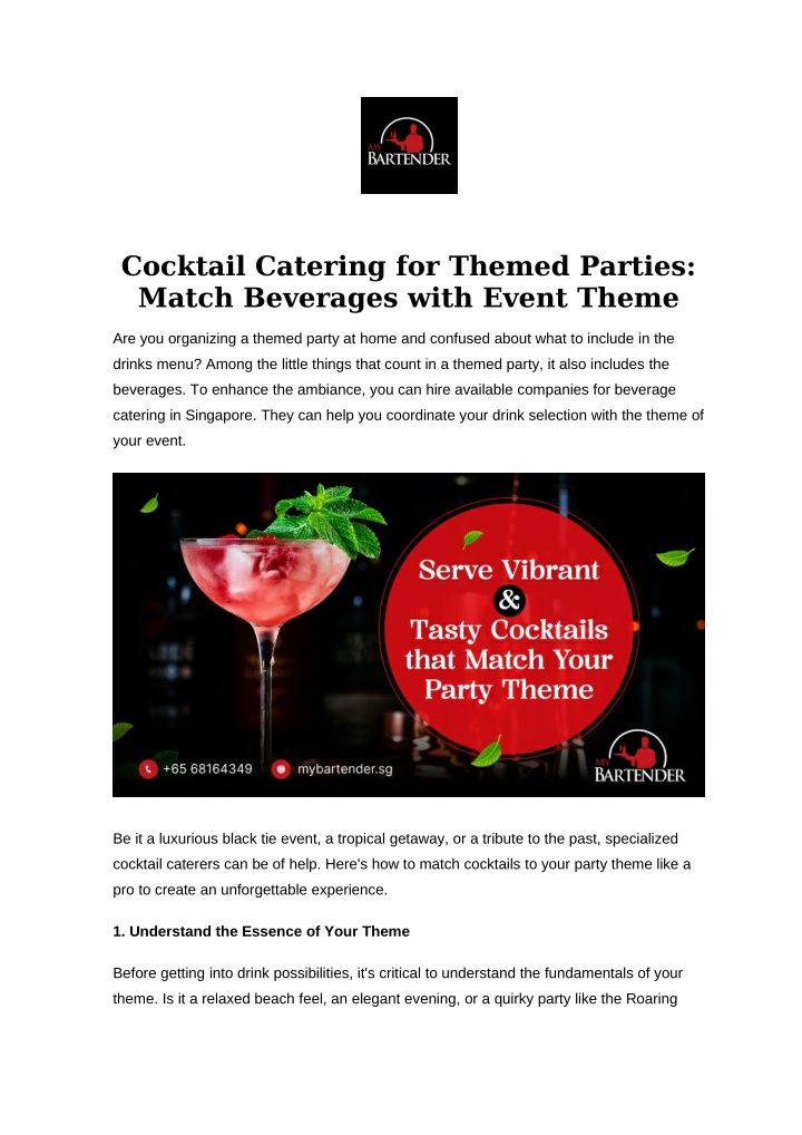 cocktail catering for themed parties match