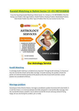 Kundali Matching in Rohini Sector 13  91-9873530830