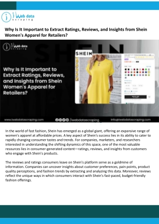 Why Is It Important to Extract Ratings, Reviews, and Insights from Shein Women's Apparel for Retailers