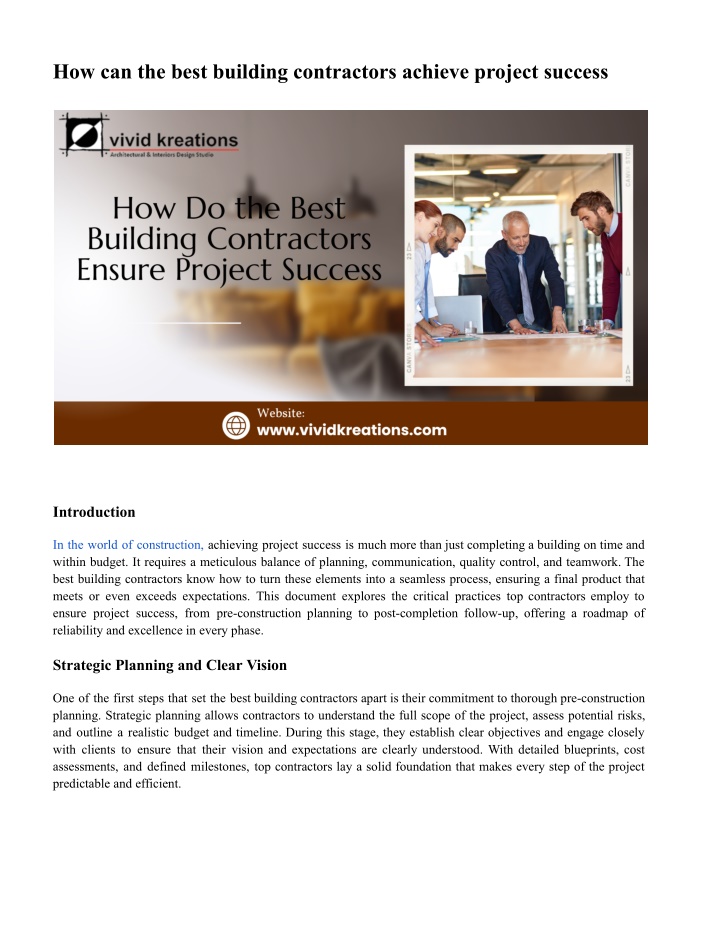 how can the best building contractors achieve