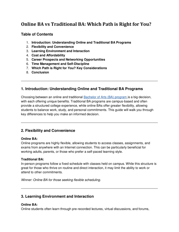 online ba vs traditional ba which path is right