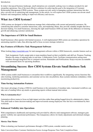 Streamlining Success: How CRM Systems Elevate Small Business Task Management
