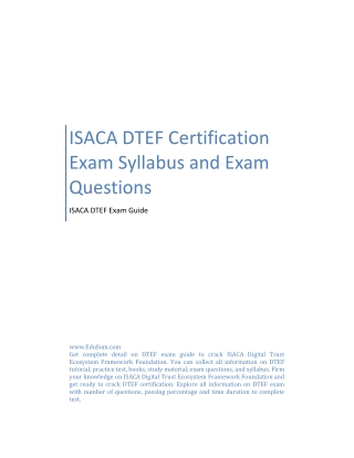 ISACA DTEF Certification Exam Syllabus and Exam Questions