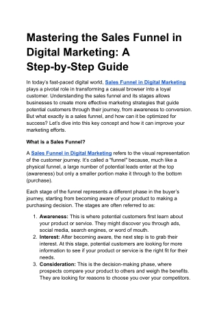 mastering the sales funnel in digital marketing