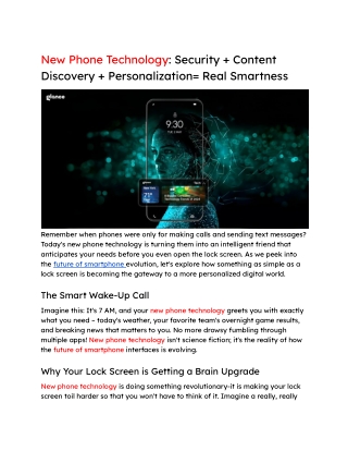 New Phone Technology_ Security   Content Discovery   Personalization= Real Smartness