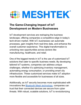 The Game-Changing Impact of IoT Development on Modern Businesses