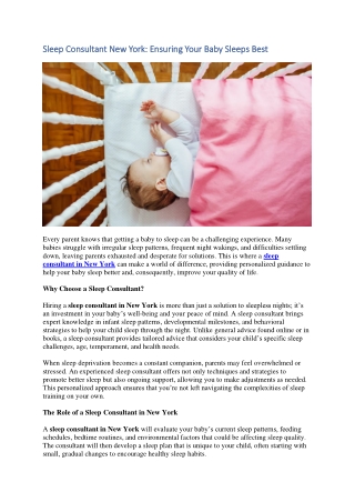 Sleep Consultant New York: Ensuring Your Baby Sleeps Best
