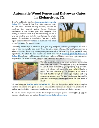 automatic wood fence and driveway gates