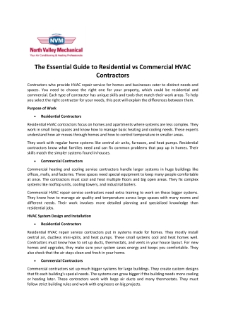 The Essential Guide to Residential vs Commercial HVAC Contractors