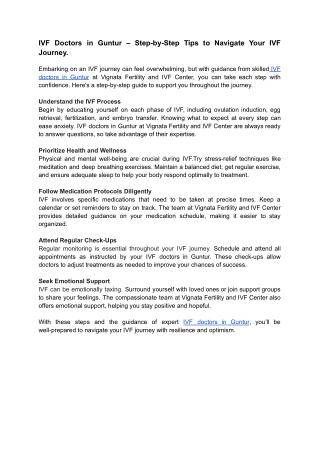IVF Doctors in Guntur – Vignata Fertlity and IvfCenter